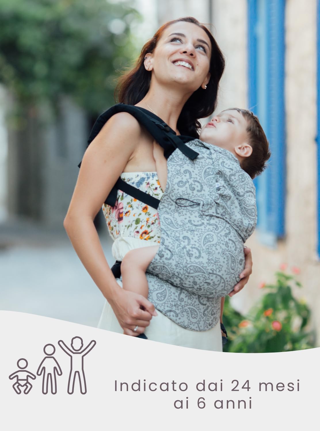NEKO SWITCH Toddler - Marsupio Portabebè Regolabile Ergonomico Preschooler Zaino Porta Bimbo e Bebè (Efes Paisley Hazel Light)