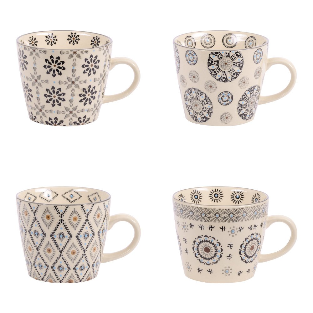 TABLE PASSION - COFFRET 4 TASSES DIAMETRE 12.5 CM HAUTEUR 8 CM NELSON ASSORTIES