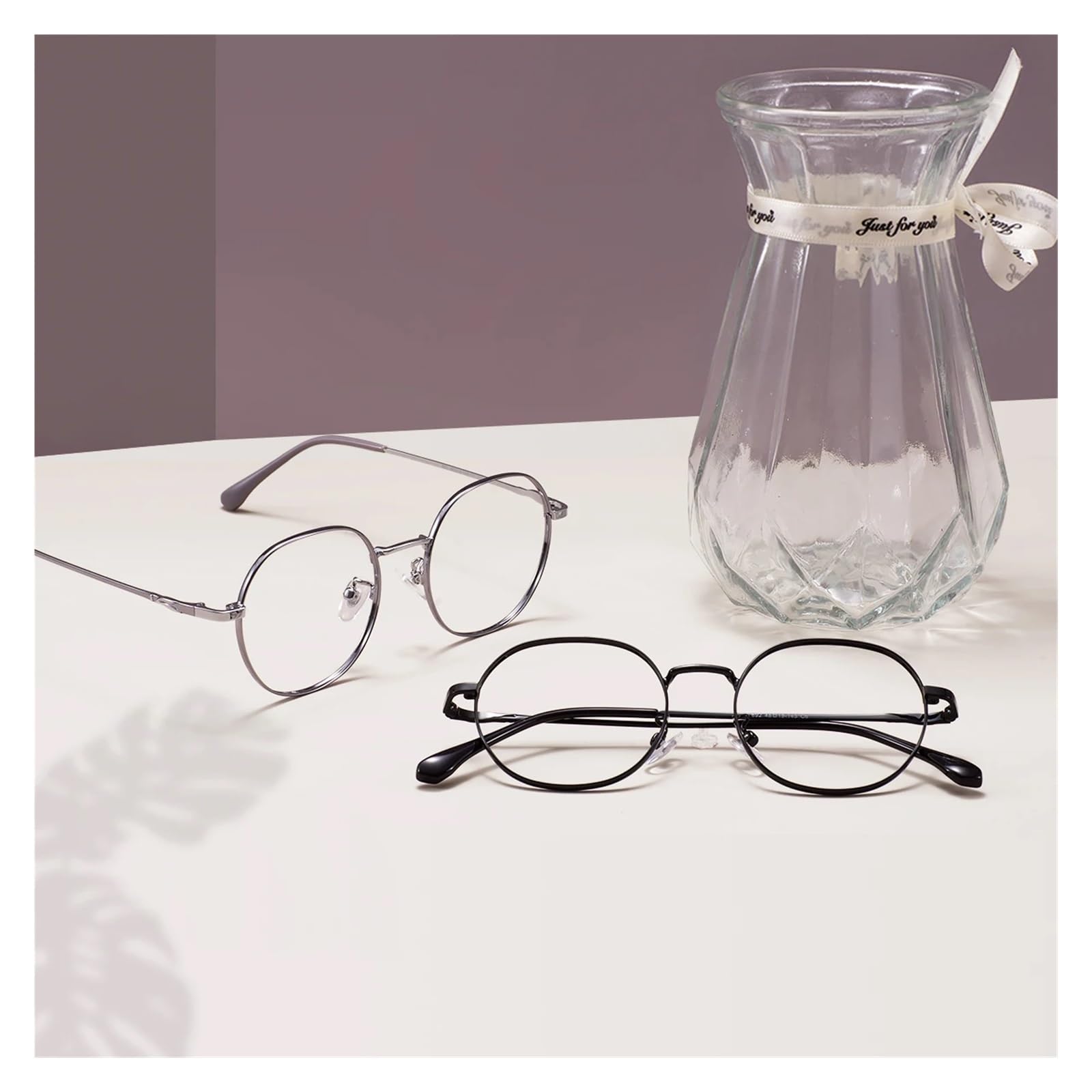 Fashionable Metal Round Glasses Frame for Men & Women – Stainless Steel Full Rim Eyewear, Solid Pattern