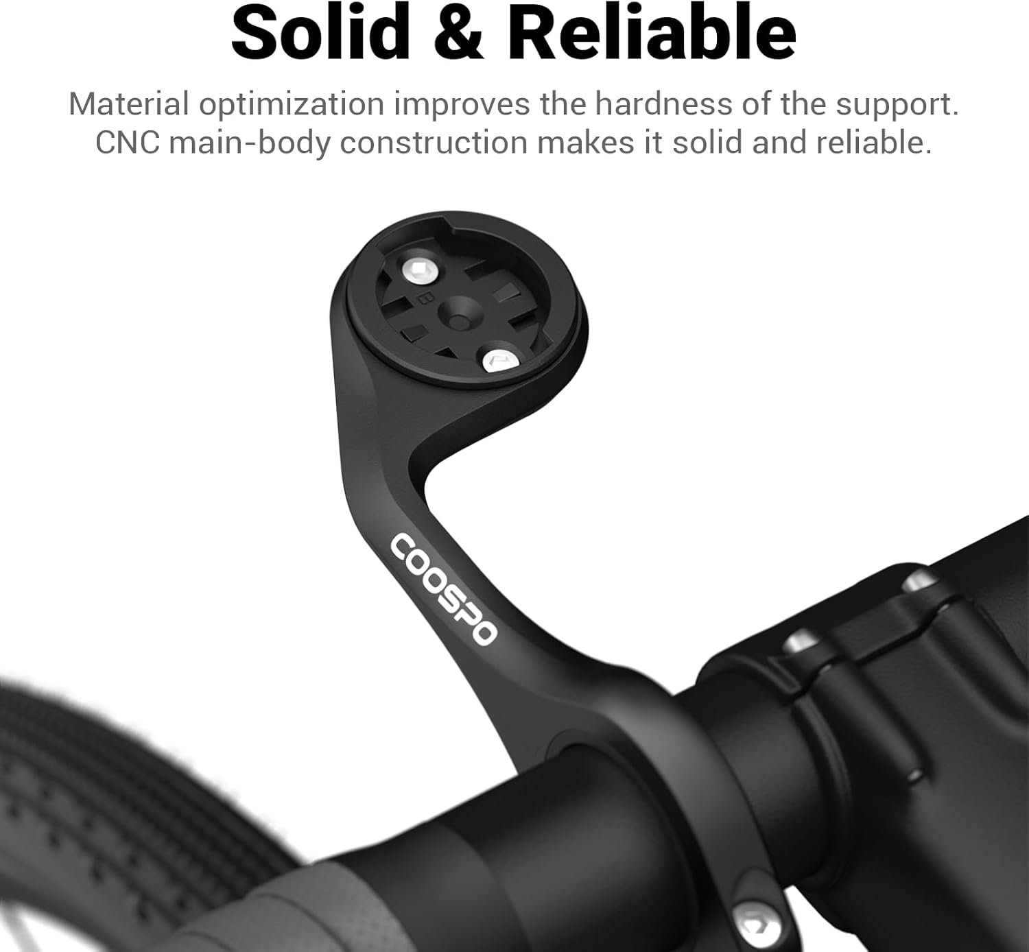 CooSpo Bike Computer Mount securely installed on a bicycle handlebar