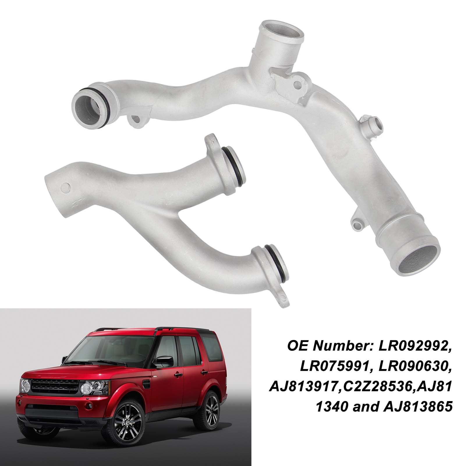 Akozon Rury Wylotowe Płynu Chłodzącego ze Stopu Aluminium LR090630, Zestaw Rur Układu Chłodzenia wodą Chłodnicy do Jaguara F?Type, F?Pace, XF, XE, XJ, i Sport Velar