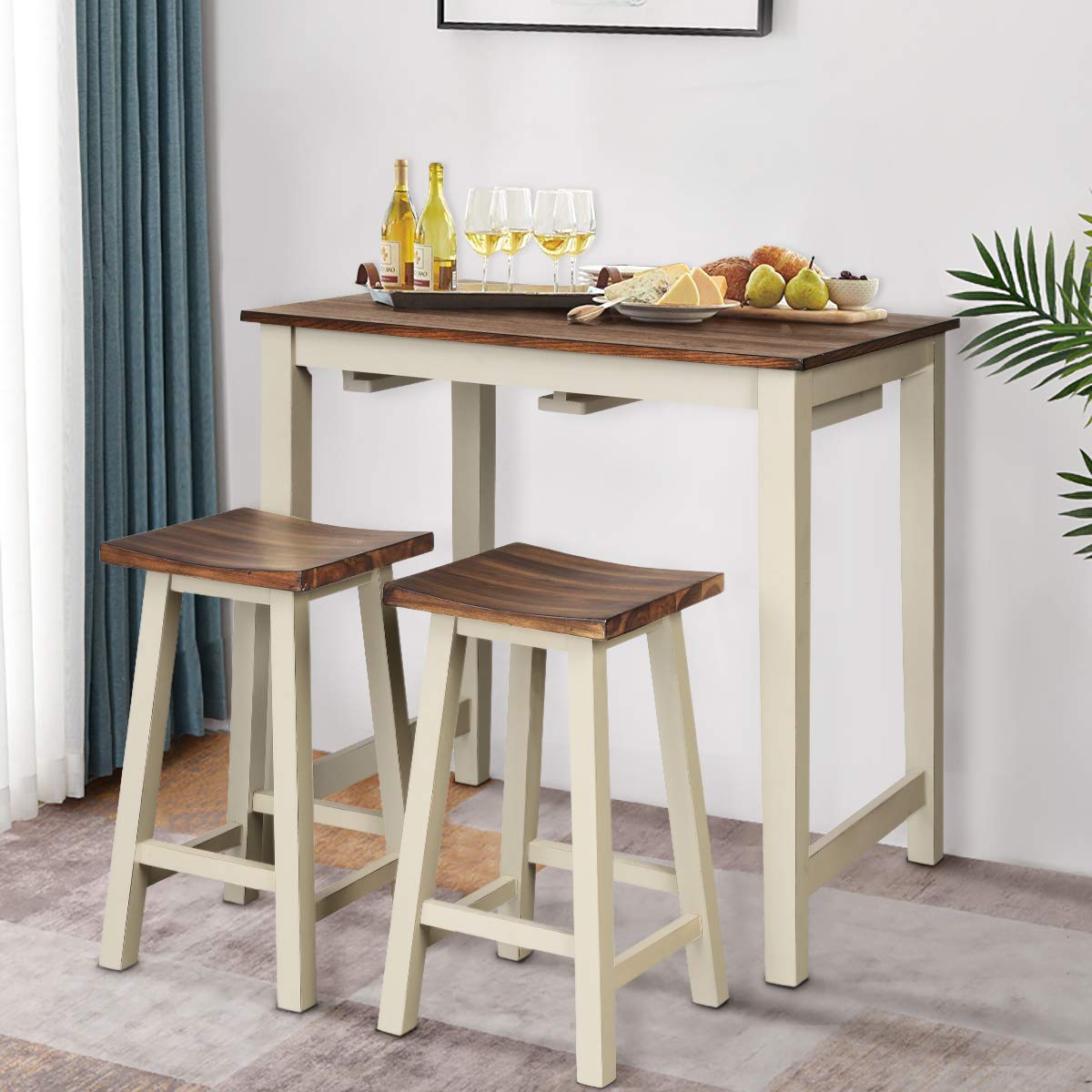 Amazon.com: Giantex 3 Piece Pub Dining Set, Counter Height Pub