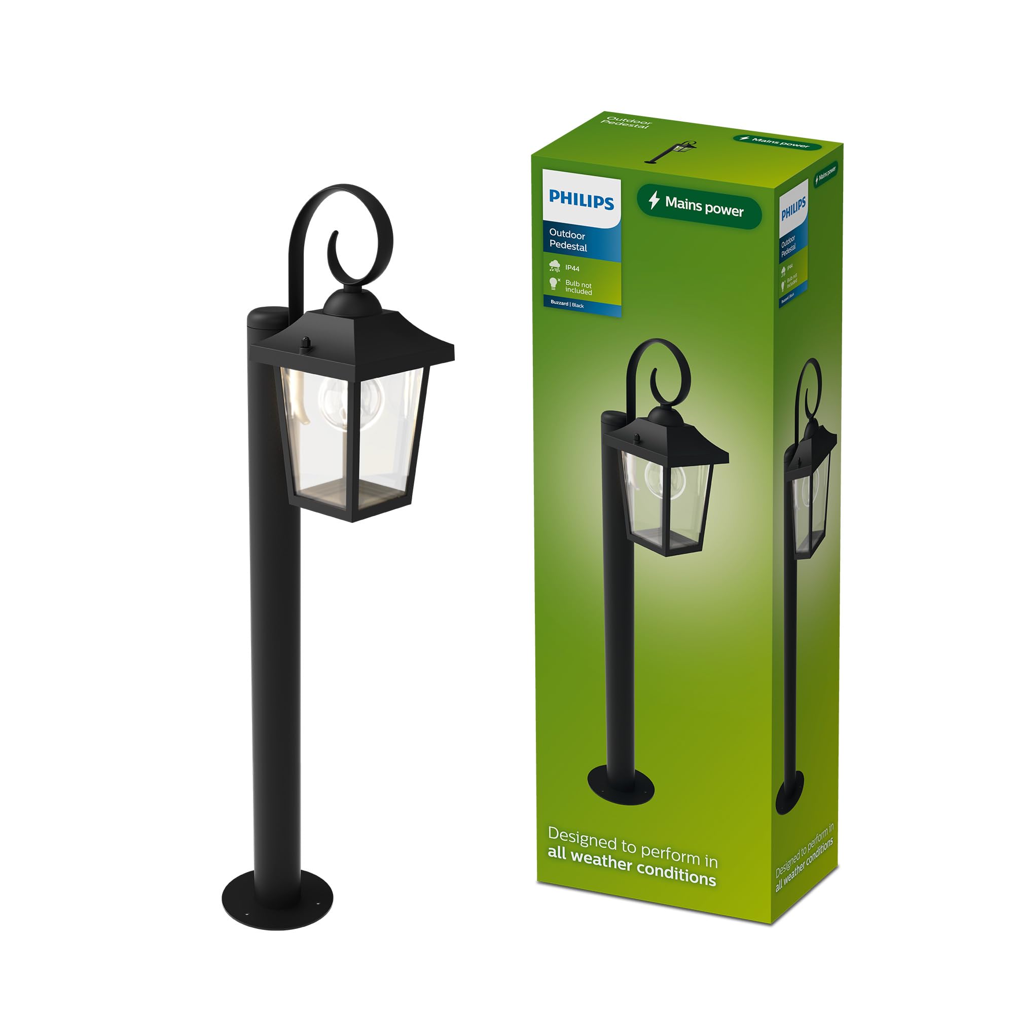 Philips Buzzard Słupek Zewnętrzny, Żarówka LED E27, Czarny