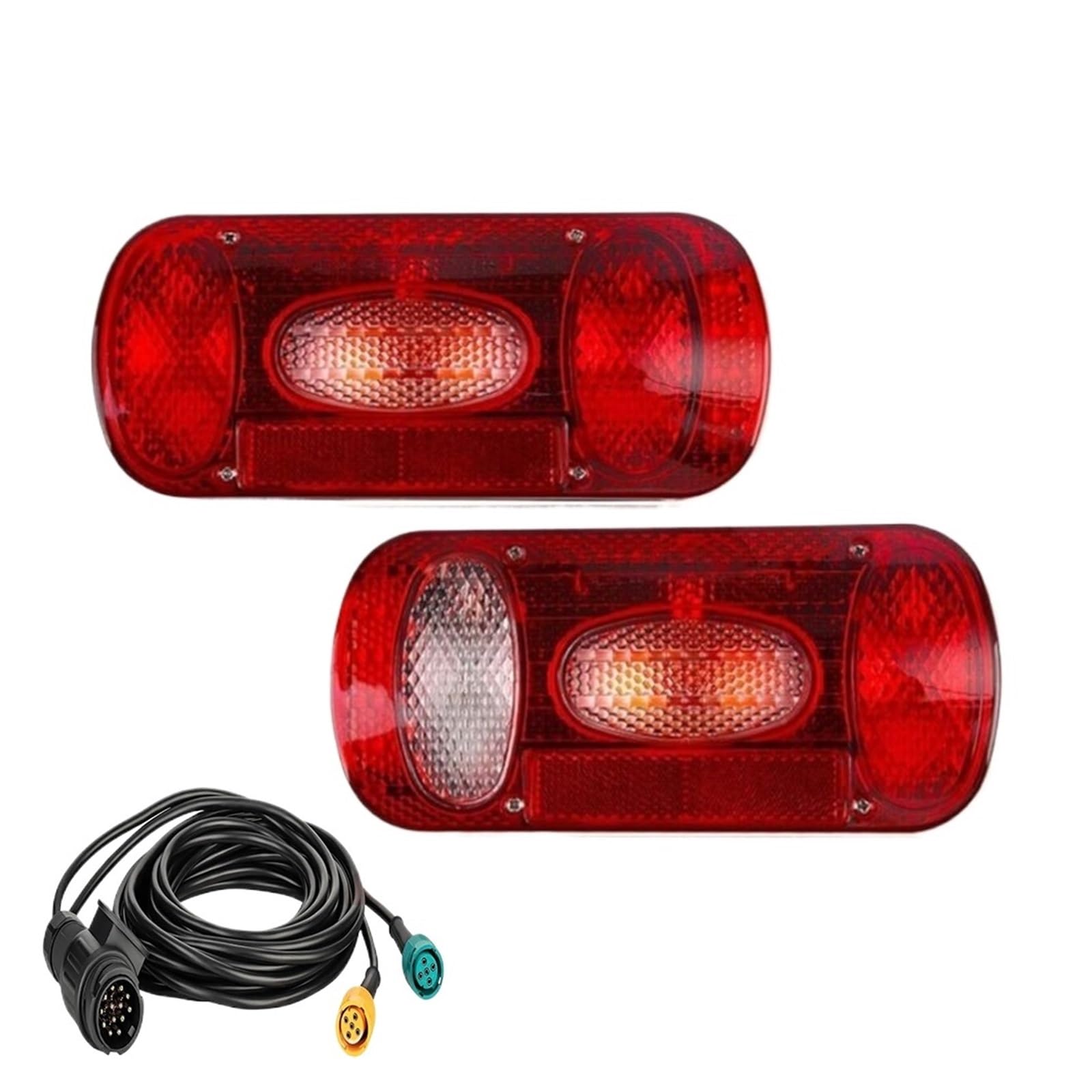 Genérico Luz trasera 2x 12V 5 funciones juego de luces traseras freno parada para señal lámpara reflectora matrícula