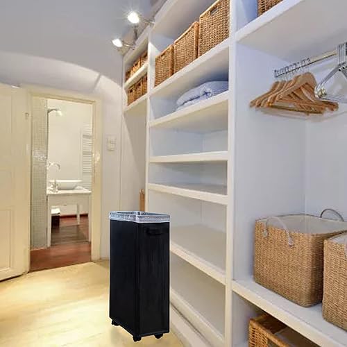 Miniatura 4 de Cesta de lavandería delgada con ruedas, cesta de ropa sucia delgada con ruedas, cesta de ropa sucia delgada con asas, cesta de almacenamiento de
