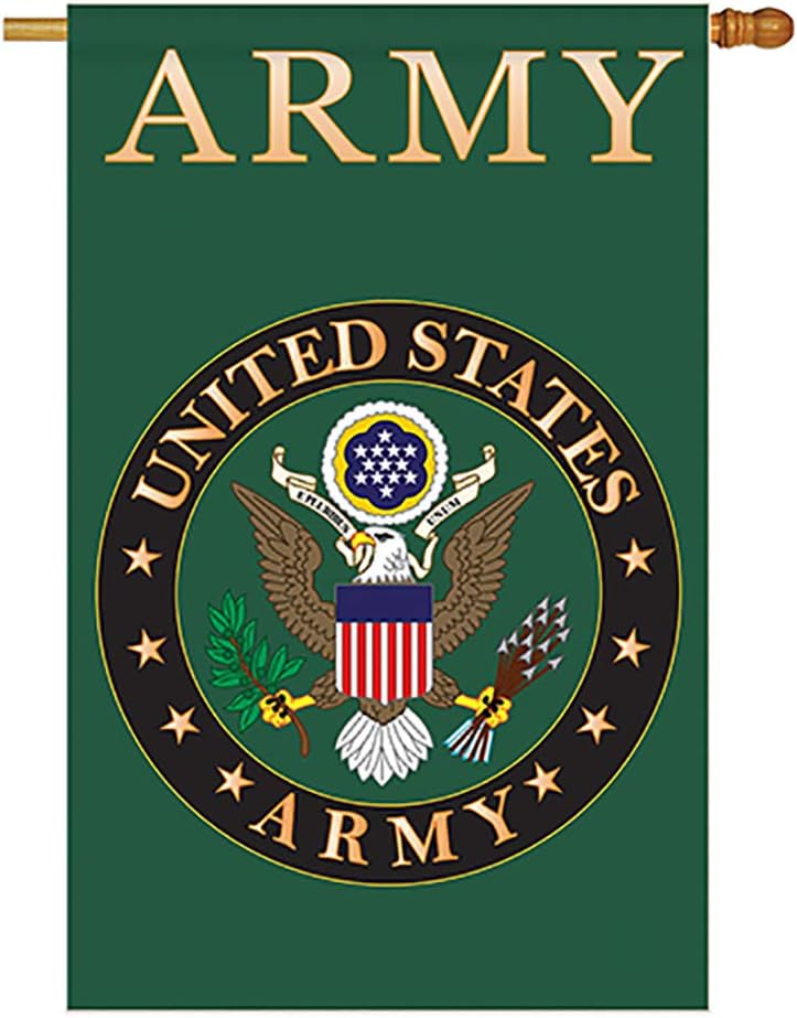 Two Group - Army Americana - Everyday Military Applique Decorative Vertical House Flag 28" x 40"
