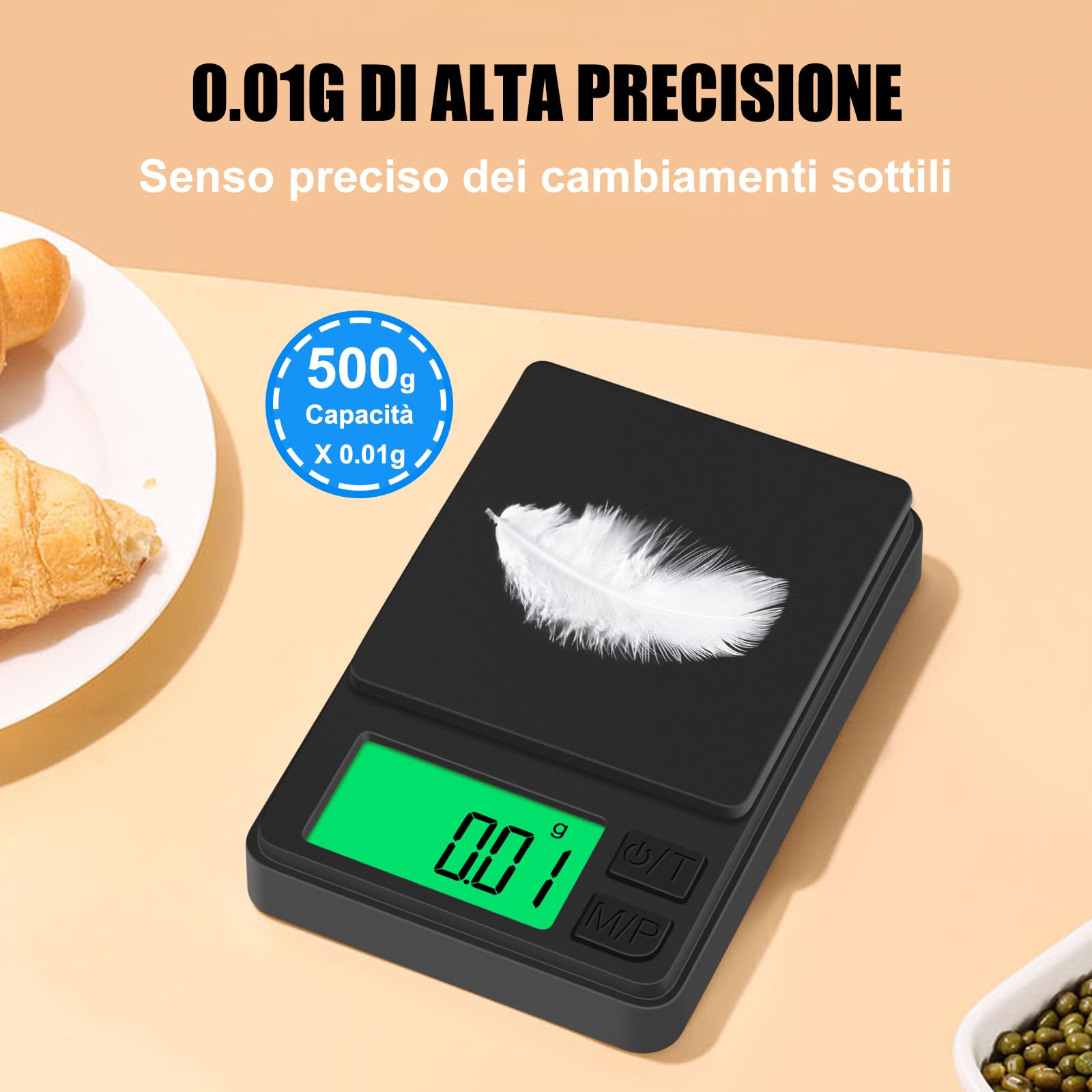 Bilancia Precisione 0.01g, [0.01g/1000g] Diyife Mini Bilancia Tascabile,Portatile Bilance Per Gioielli, Con Display LCD E 7 Unità, Funzione Tara,per Alimenti,Gioielli,Caffè,Farmaci,2 Batterie Incluse - Foto 11