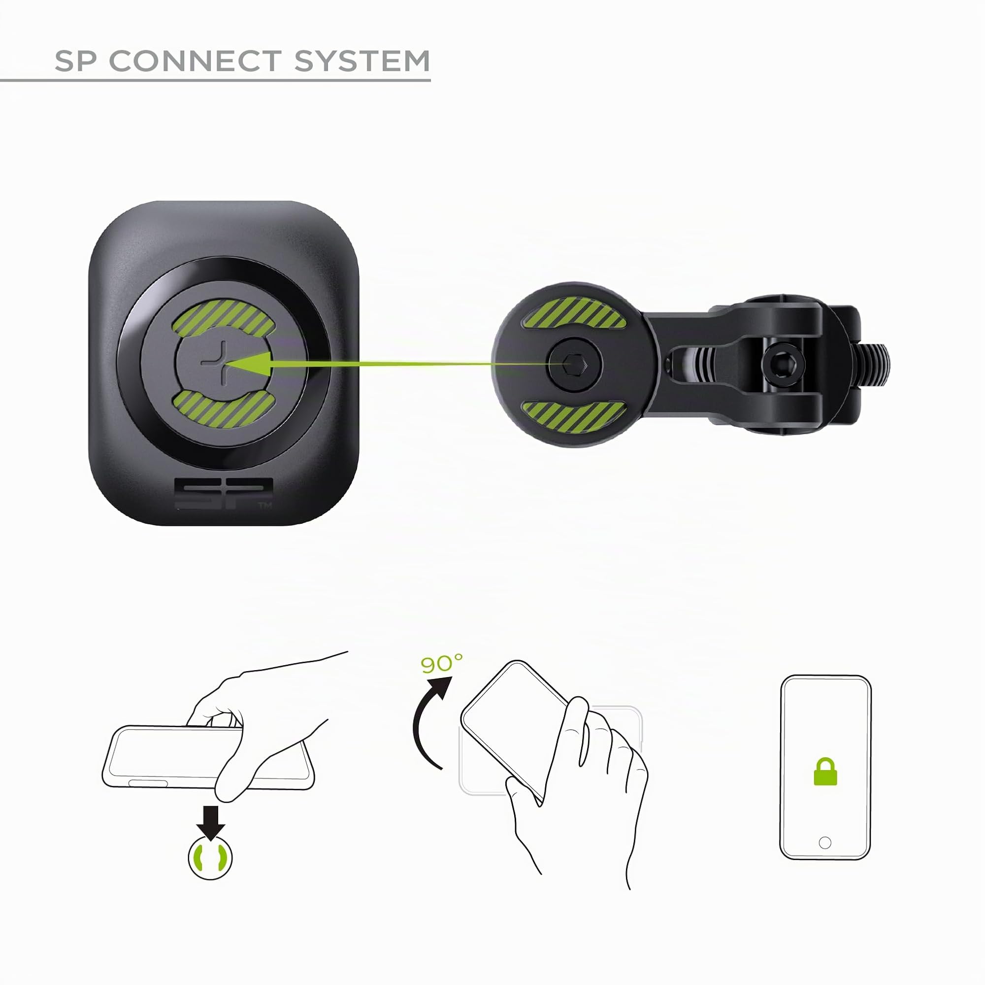 SP CONNECT Soporte de teléfono móvil para Bicicleta | Soporte Universal para Manillar de Bicicleta | Soporte de teléfono móvil para Todos los teléfonos Inteligentes como iPhone Samsung | Soporte