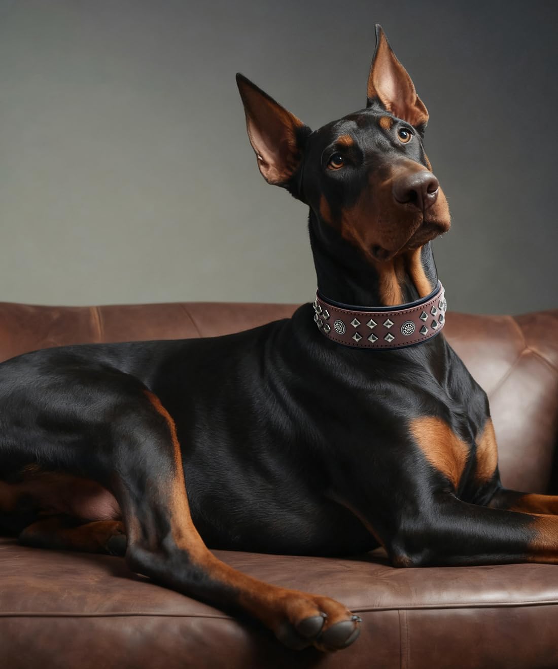 EliteGuard Hundehalsband Leder, 5,6 cm Breit, Handgefertigt Mit Nieten Und Edelstahlschnalle, Für Den Täglichen Gebrauch Bei Großen Hunden Braun 36.5-47.5 cm