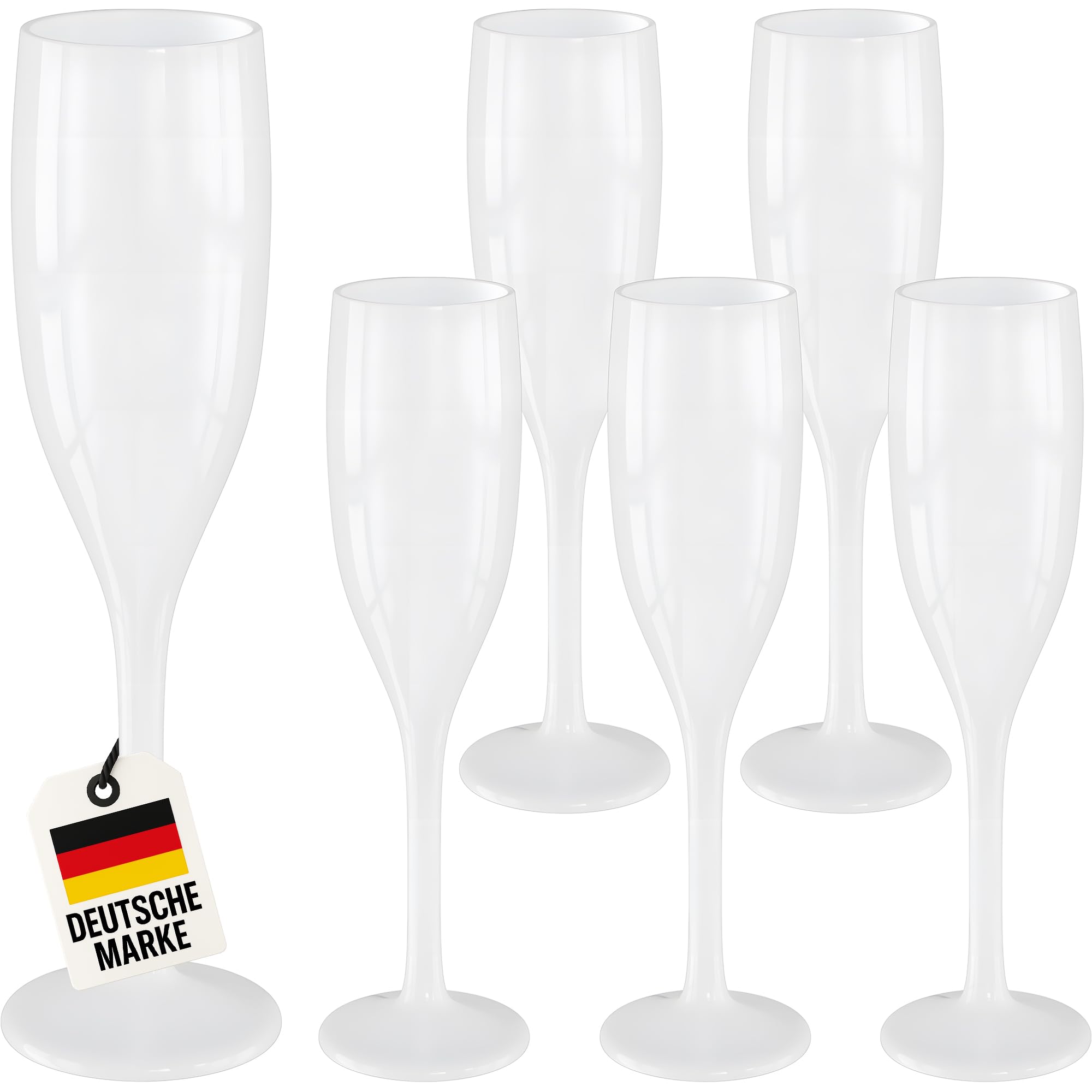 WELLGRO Kieliszki do szampana, zestaw 150 ml, tworzywo sztuczne, białe, nietłukące, nie zawierają BPA, wielokrotnego użytku, kieliszki do szampana, kieliszek do szampana, kieliszek do szampana,