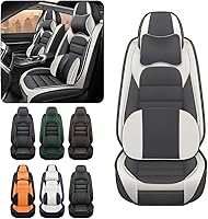 Vista 2 de Fundas de asiento de automóvil de lujo, funda de asiento de poliuretano de cuero sintético suave y transpirable impermeable con bolsillos