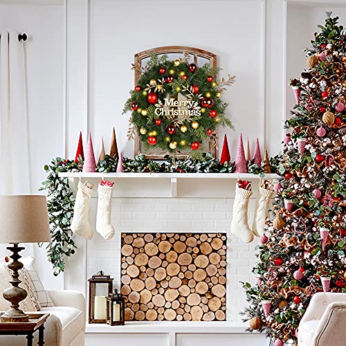 Sand Mine Christmas Wreath, Outdoor Lighted Christmas Wreath For Front Door, Christmas Balls Pre-Lit Xmas Wreath With For Holiday Christmas Party Decorations #TOP4