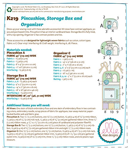 Image of KWIK-SEW PATTERNS K0219 Vintage Trailer Pin Cushion, Storage Box & Organizer, One Size