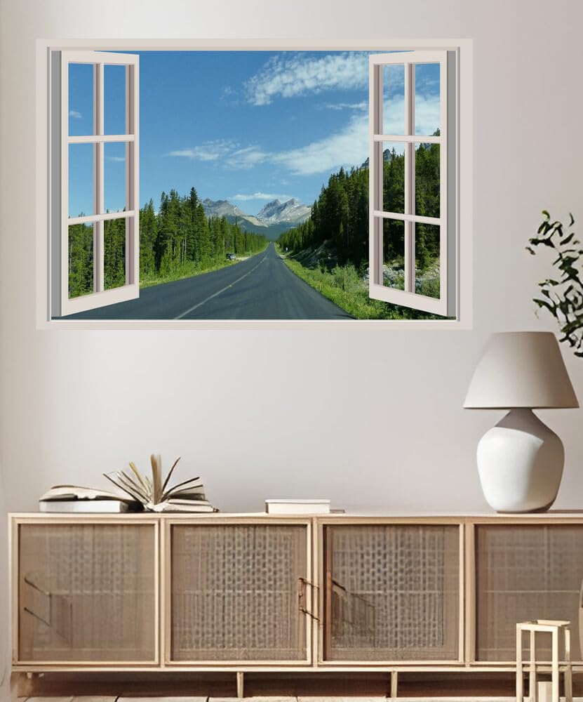 JVERF - JZZA34664 Icefield Parkway Canada Banff| Self-Adhesive Open Window Wall Sticker