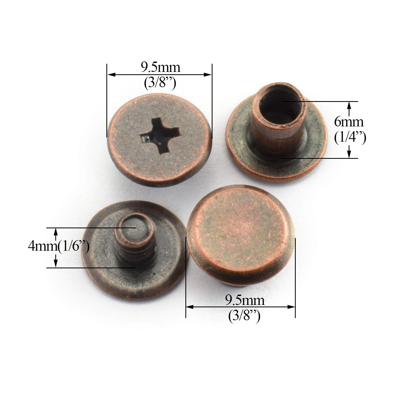 Red Bronze Binding Screws - 120pcs for Leather Craft -2 Red Bronze Binding Screws - 120pcs for Leather Craft -2