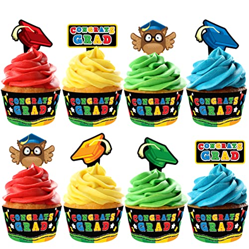 Treasures Gifted 24 Preschool Graduation Cupcake Toppers & Wrappers - Pre School Graduation Cake Topper - Graduation Party Decorations - Kindergarten Graduation Decorations - Pre K Grad Decorations #TOP13