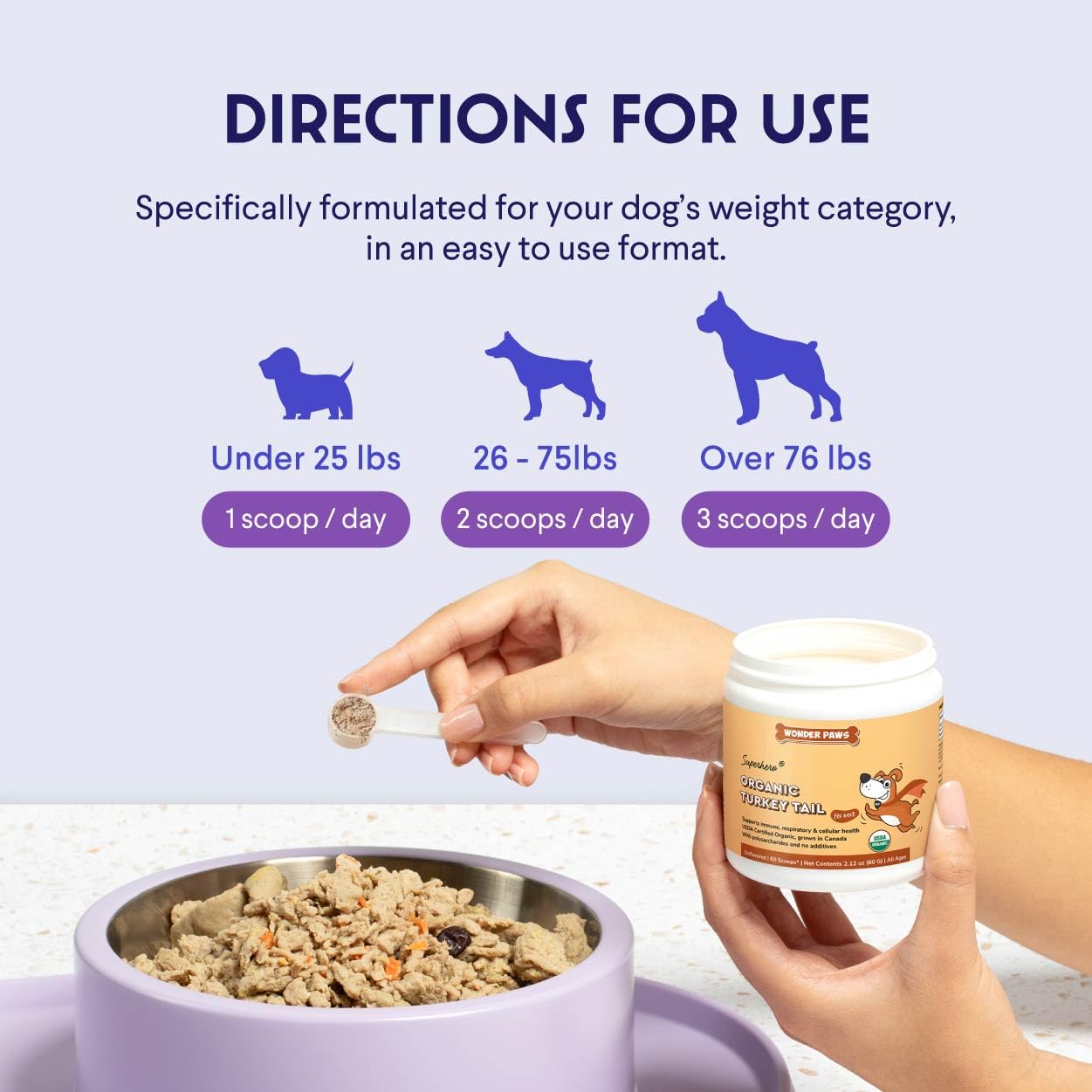 Wonder Paws Organic Turkey Tail Mushroom for Dogs – Powerful Turkey Tail for Dogs Mushroom Powder for Immunity, Respiratory, Digestion & Cellular Health–with Beta Glucans & Polysaccharides- 2.12 oz