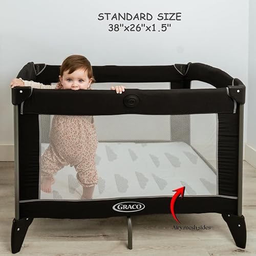 Miniatura 2 de Pack and Play - Cubrecolchón para (38 x 26 x 1.5 pulgadas), almohadilla para corralito, colchón de corral para empacar y jugar, cubrecolchón Pack N