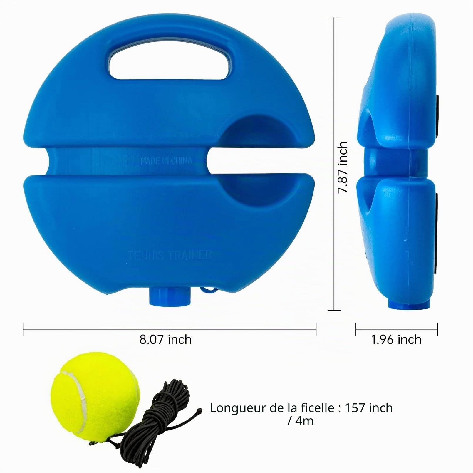Kit d'entraînement de tennis, balles d'entraînement avec 2 balles de rebond et sac de rangement, jeu de balles innovant pour l'extérieur, dans le jardin, dans le parc pour enfants et adultes