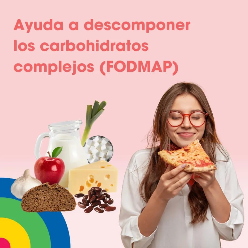 Intoleran Quatrase Forte - Enzimas digestivas para 4 FODMAPS: Lactasa 10,000 FCC + Xilosa Isomerasa 7.500 u + Alfa Galactosidasa 1.200 u + Invertasa 500 u - 36 Caps
