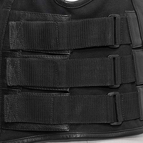 First Mfg Co - Commando - Men's Motorcycle Biker Riding Black Leather Vest - Extra Large - Adjustable Strap Armor Pockets Conceal Carry Pockets #TOP2