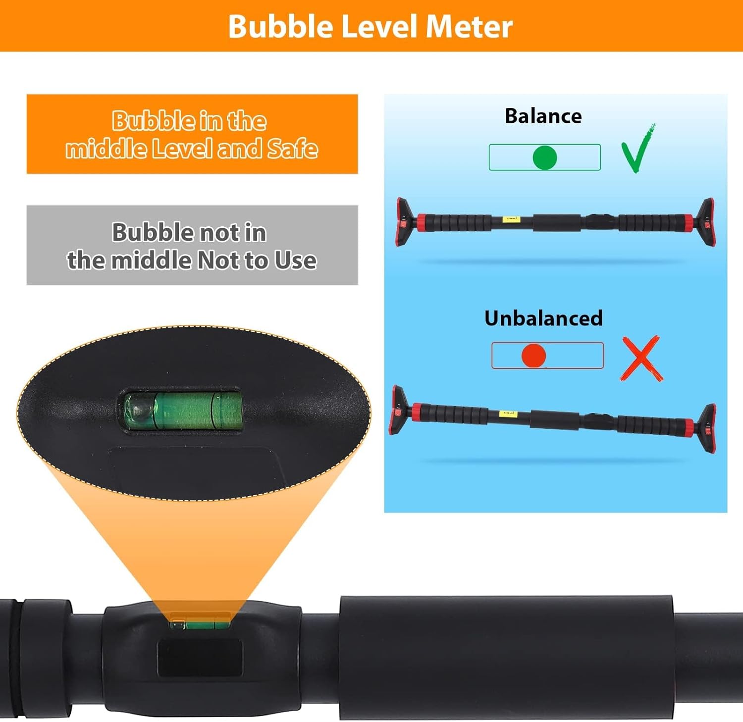 Pull Up Bar, Adjustable Strength Training Bars Without Screw, Adjustable Width Chin Up Bar for Doorway, Max Load 440 Lbs