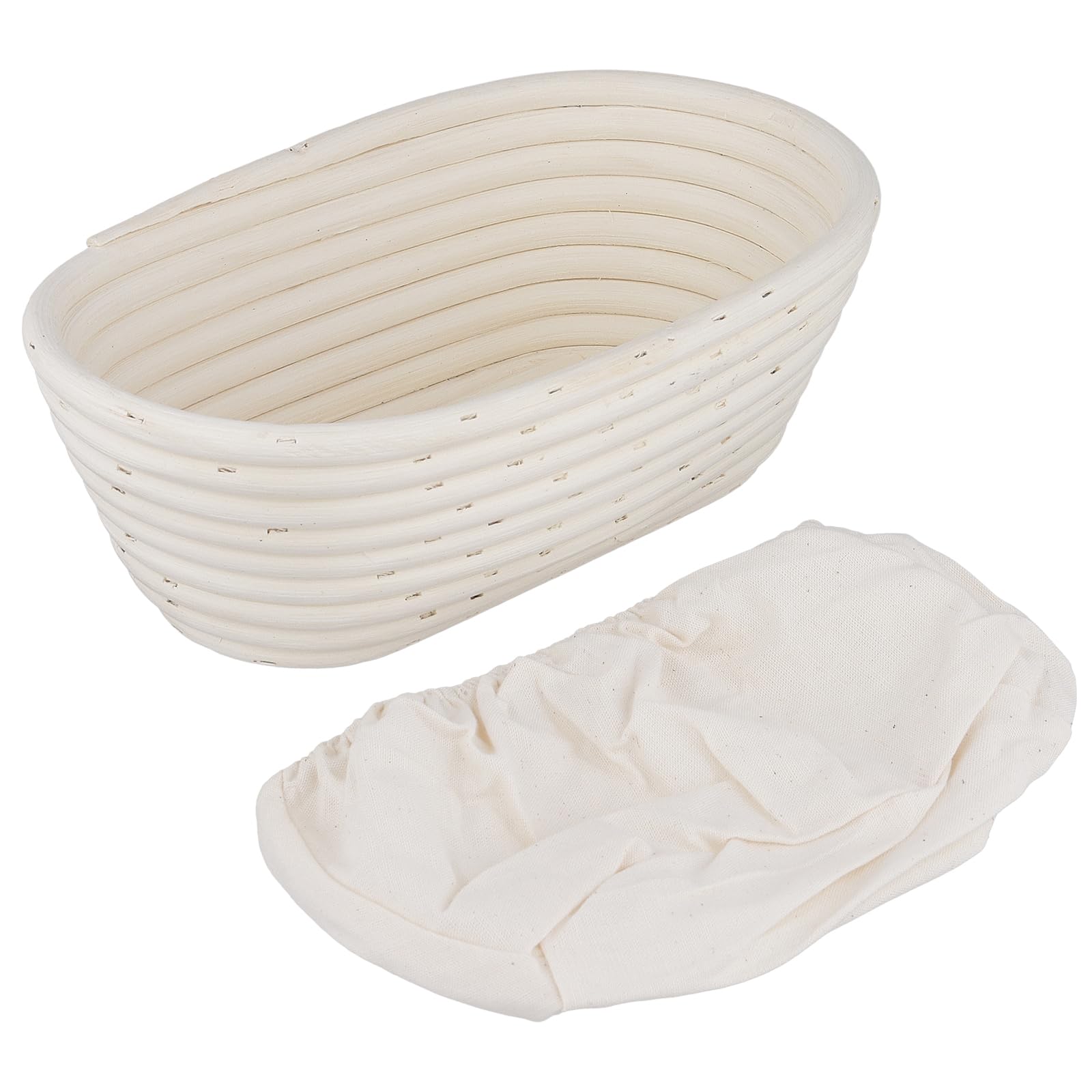 Banneton pour Pain - Lot de 2 Corbeilles à Pain Ovales 25x15x8cm - Panier de Fermentation en Rotin Naturel avec Insert en Lin - Pour Levain et Pâte