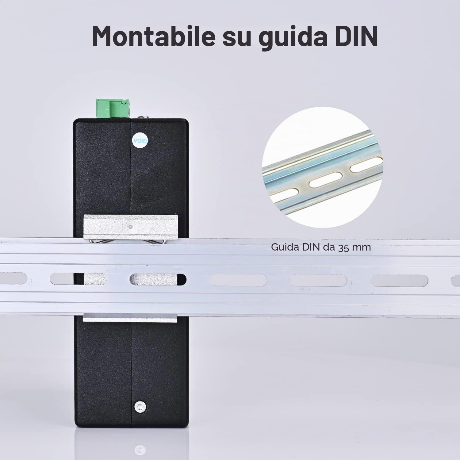 InHand Networks ISE2005D Switch Ethernet Industriale 5 Porte 10/100 Mbps, Switch di Rete Non Gestito per Guida DIN, Ultra Compatto, da -40°C a +75°C, Certificato CE/UL (Morsettiera Inclusa)