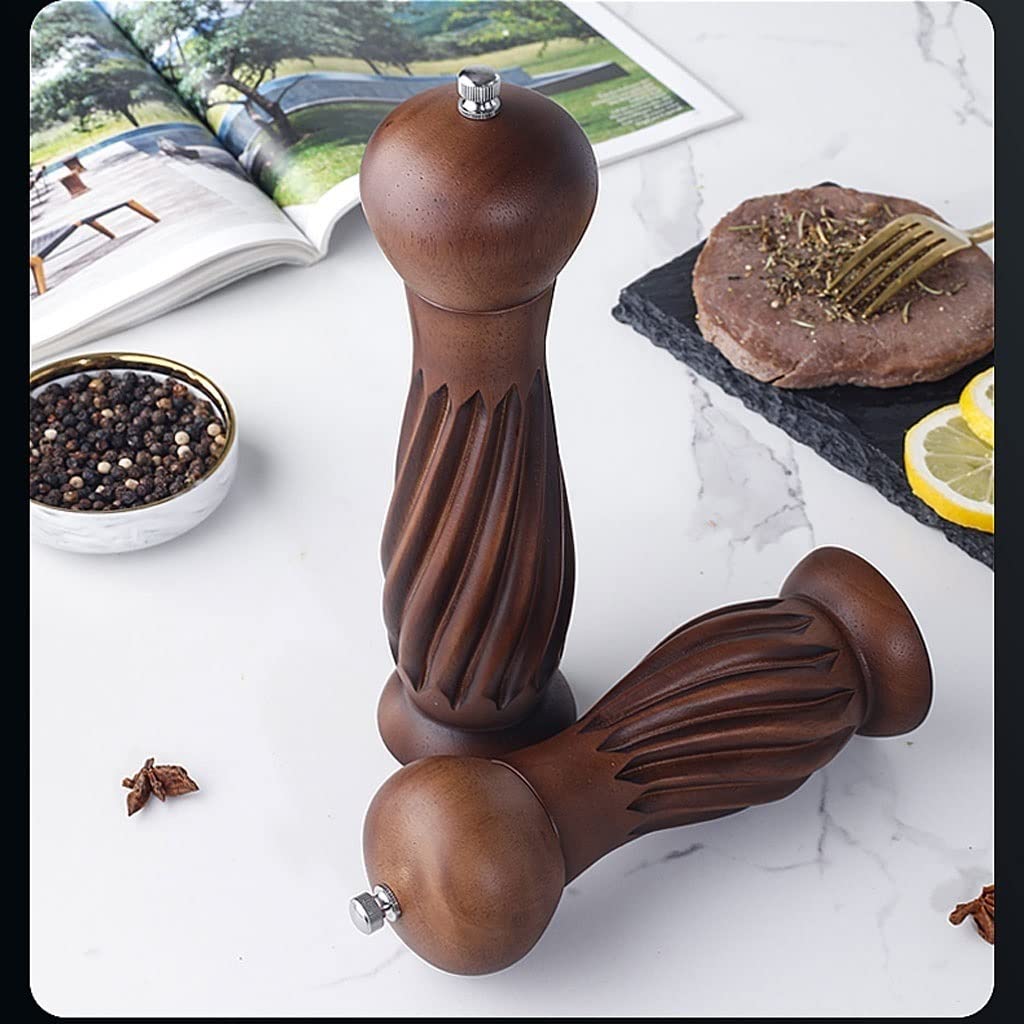 Zestaw młynków do soli i pieprzu, drewniany młynek do soli i pieprzu, regulowane ręczne mielenie soli, z rdzeniem ceramicznym, nadaje się na piknik, do restauracji, kolacji, grilla, młynka do pieprzu
