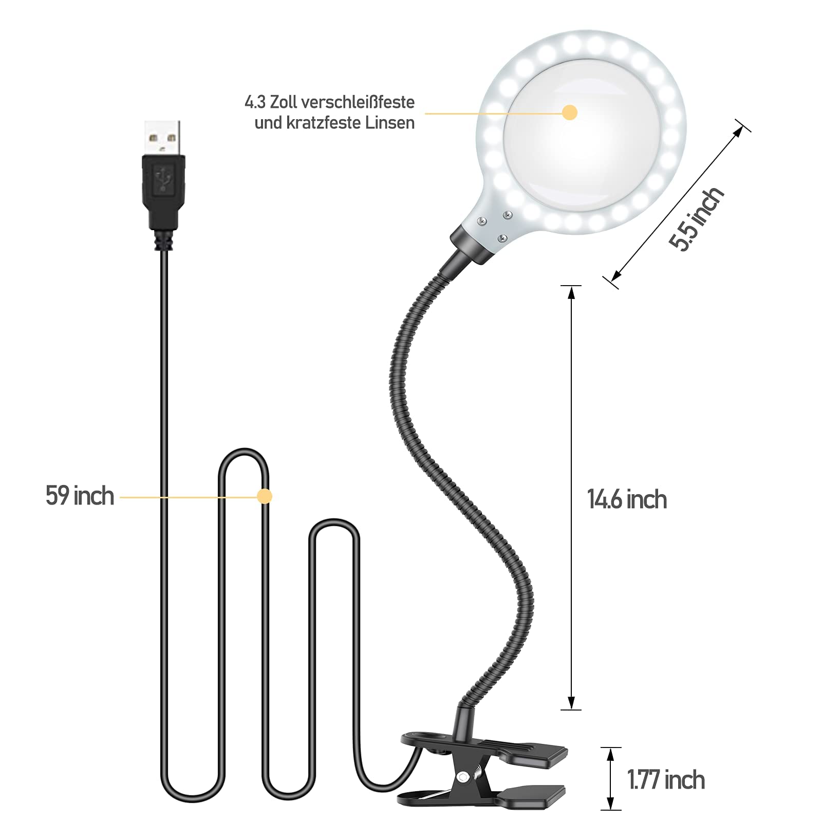 Image secondaire de Lampe Loupe LED 5X avec Pince et Réglages de Lumière pour Lecture et Loisirs