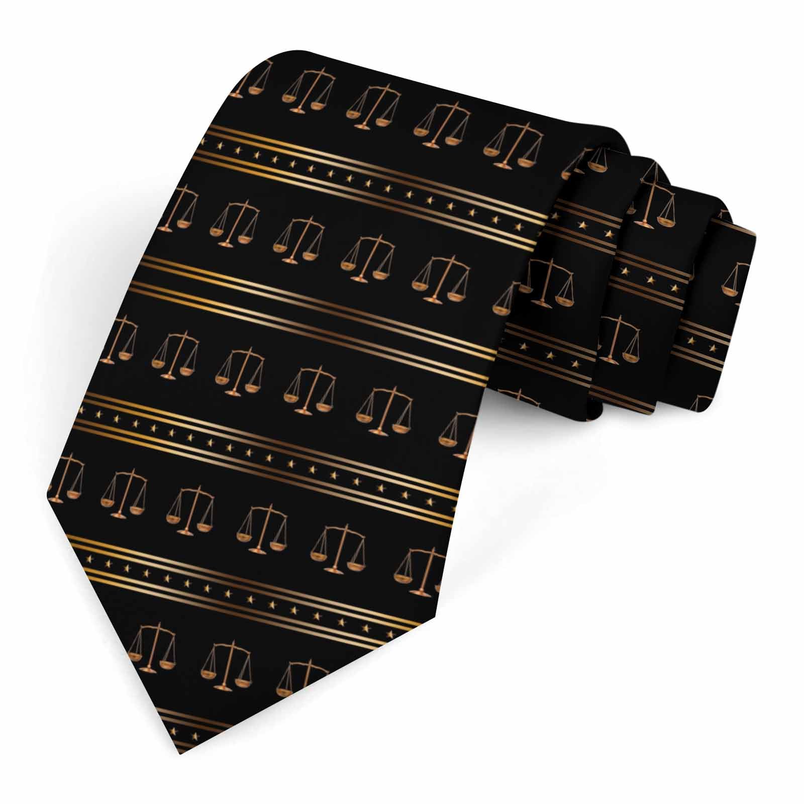 Muntayson Bronze Balance Scale Tie for Men Novelty Fun Full Print Men's Necktie Skinny Fashion Narrow