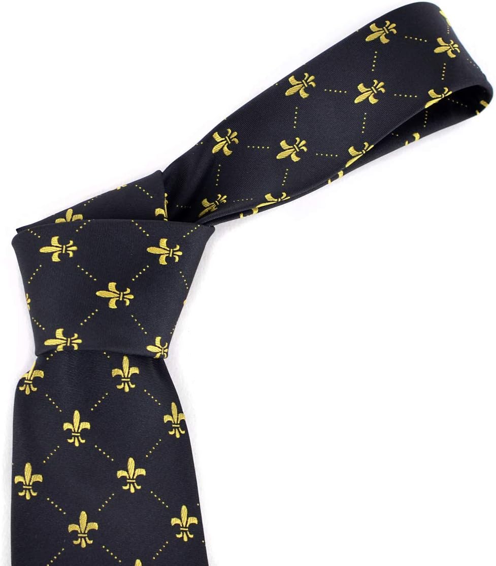 Royal Fleur De Lis Classic and Traditional Necktie, Luxurious Diamond Dotted Tie with a Satin Finish for Men.