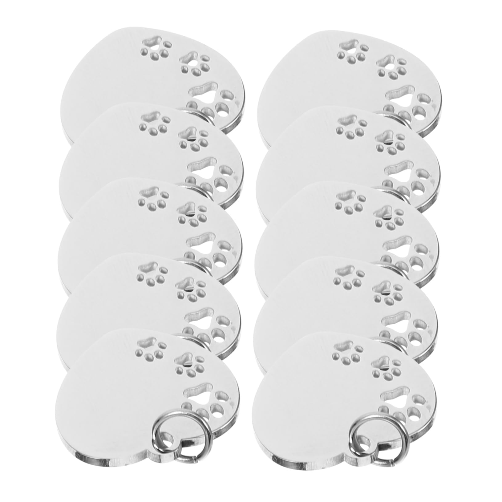 HANABASS 40pièces Étiquettes Acier Forme De Cœur avec Motif De Patte Creuse pour Identification De Chiens Et Animaux De Compagnie