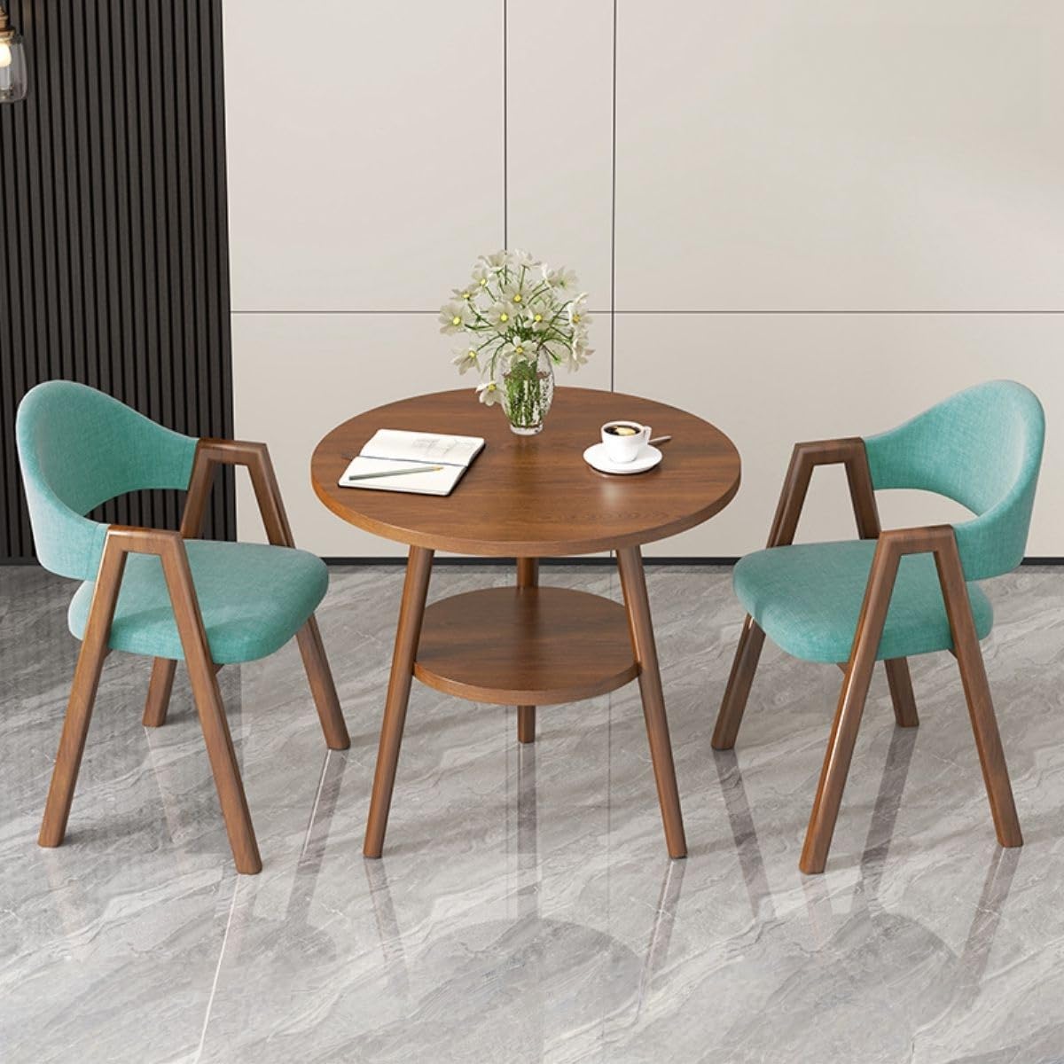 Office Reception Desk and Chair Set, Small Dining Table with Chairs, Business Coffee Leisure Table and Chair Set for Lounge, Living Room, Kitchen, Cafe, Small Spaces