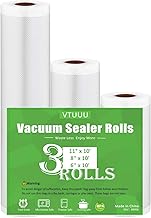 Vtuuu Food Saver Vacuum Sealer Bags 3 Rolls 6 8 11 Inch Food Saver Bags Rolls for All Vacuum Sealers, Seal a Meal Bags Vacuum Sealer Freezer Bags for Vac Storage