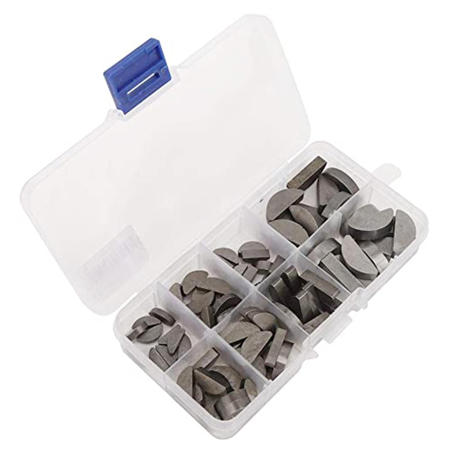 XuQiZZpp Comprehensive 80pcs Woodruff Assortment Carbon Steel Mechanical Woodruff Keys with Box for Secure Pulley Fastening