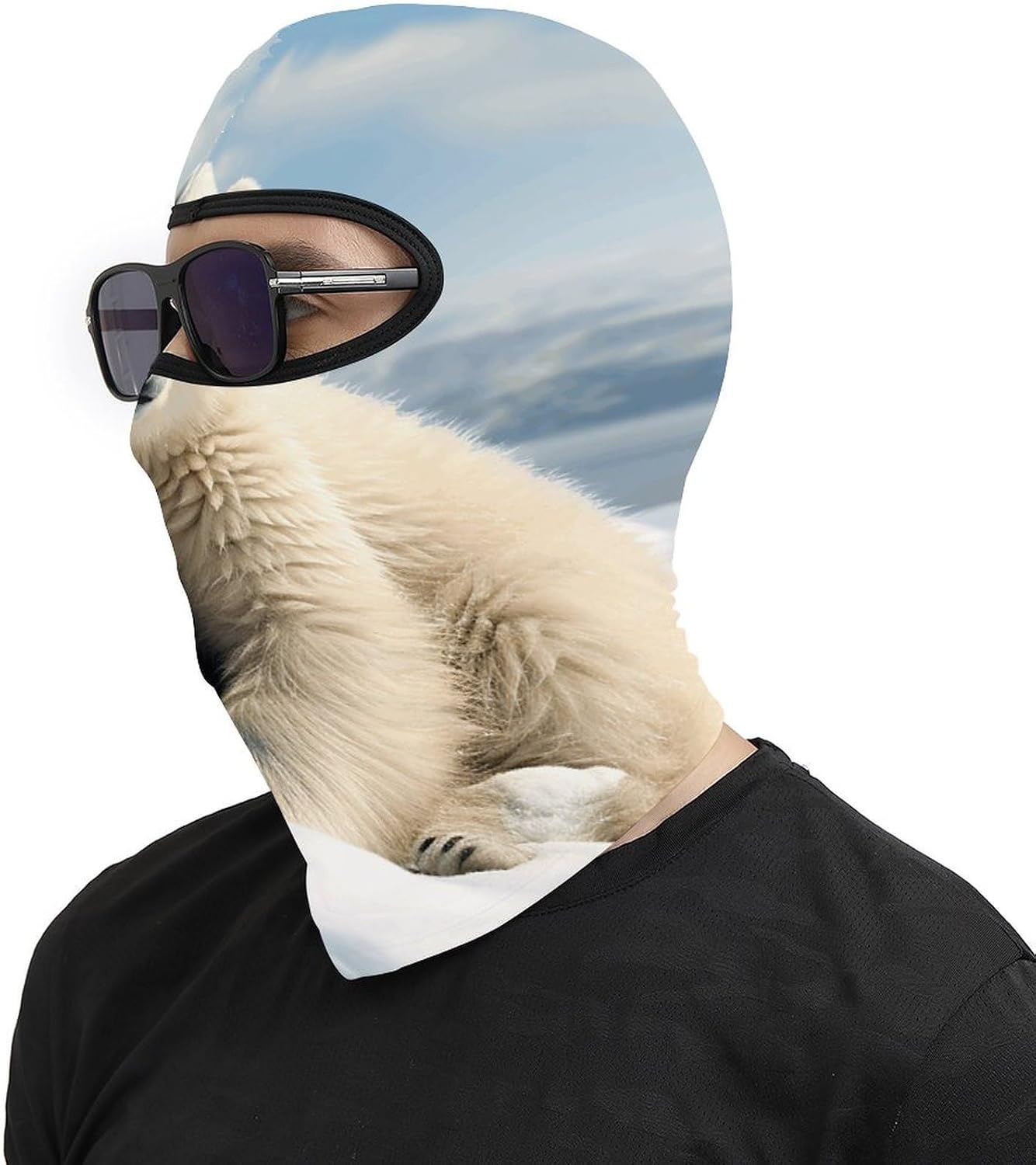 Cute Polar Bear Balaclava Face Mask for Men Women | Windproof Motorcycle Neck Gaiter Full Face Cover, Warmer Ski Mask, Breathable UV Protection Full Face Mask for Outdoor Sports