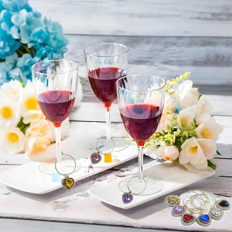 Etiquetas de copa de vino con dijes de corazón ideales para regalar en bodas y Navidad 3
