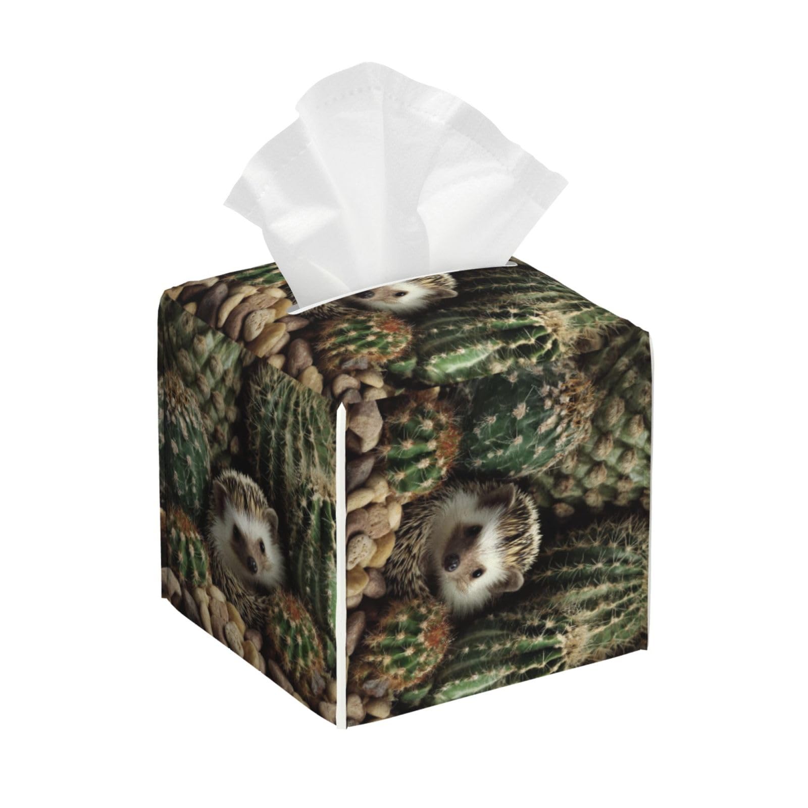 Hedgehogs Cactus Tissue Box Cover Square Cube Boxes