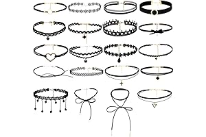 Tamhoo DIY Layered Choker Necklace Set: 20 Pcs Adjustable Alloy & Velvet Pendants