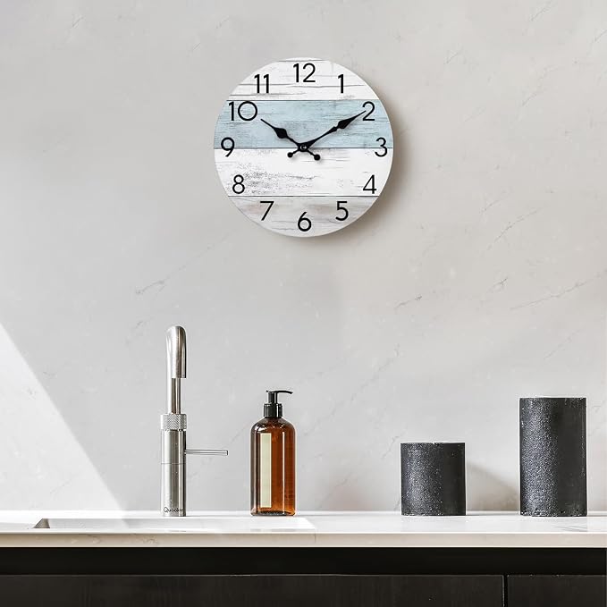 Reloj de Pared Silencioso KECYET 10 Pulgadas Analógico Madera miniatura 2