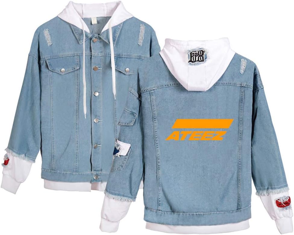 Tayaho ATEEZ Pullover Women's Casual Hoodie Denim Jacket Fashion Jeans Coat Unisex