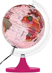 Globo Terrestre Político 21 cm Diâmetro com Lâmpada LED ROSA - AQUARELA