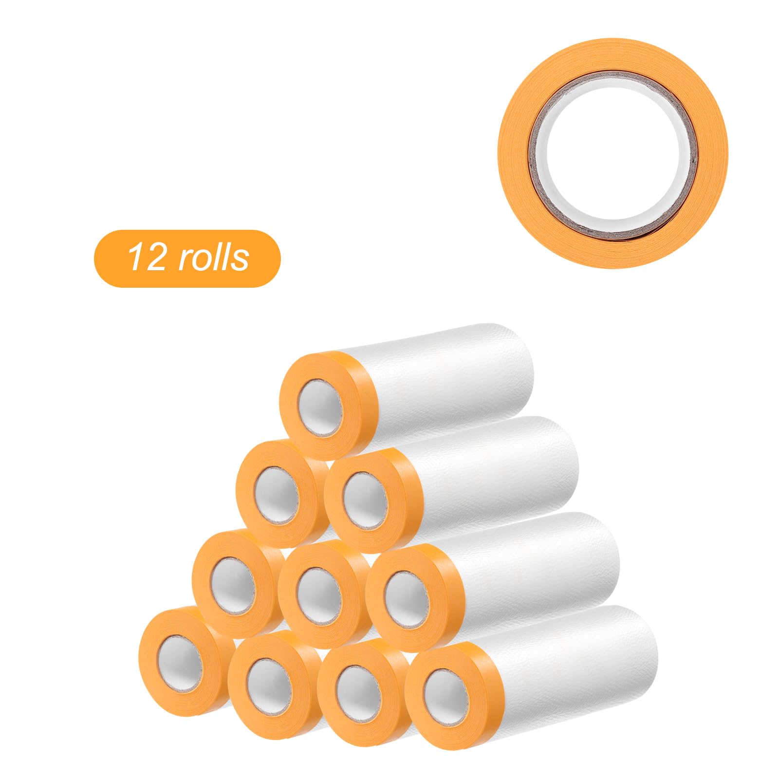 QUARKZMAN 12 Rotoli di Pellicola Mascherante Pre-Incollata 35.4" x65.6ft Nastro e Telo in Plastica per Pittori con Nastro Pellicola Protettiva per Verniciatura Automobilistica