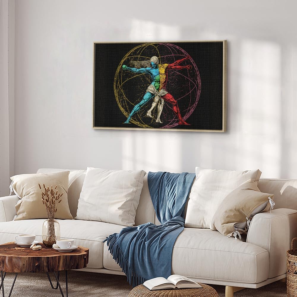 murando - Obraz na Płótnie Strukturalnym Leonardo da Vinci Futurystyczny Człowiek Witruwiański 120x80 cm - Duży Obraz na Ścianę - Zdjęcie Nowowczesna Grafika - Dekoracja do Salonu h-B-10052-b-a