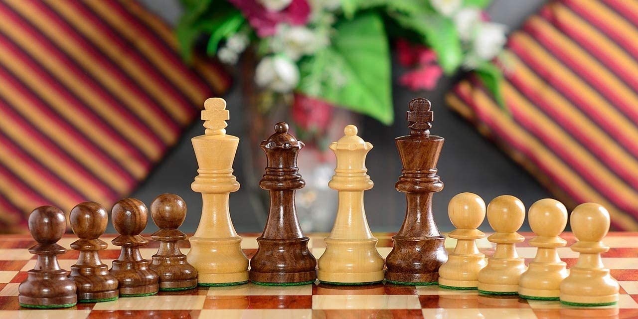 RR - Scacchi in legno, 9,5 cm, per giocatori professionisti, qualità da torneo realizzati in palissandro dorato