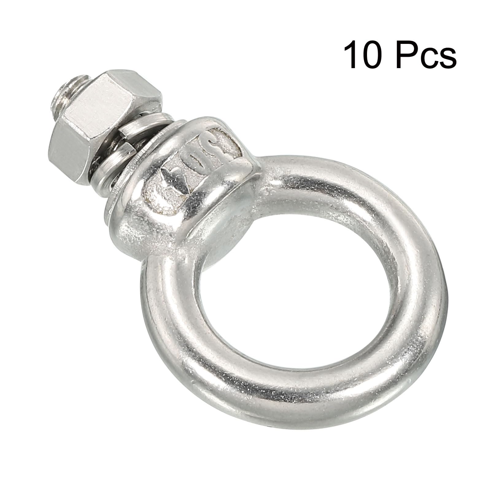 uxcell Bulloni a occhiello filettati M6 x 12 1/4 "x 1/2" in acciaio inox vite ad anello con dadi rondelle per sollevamento appesi, set da 10