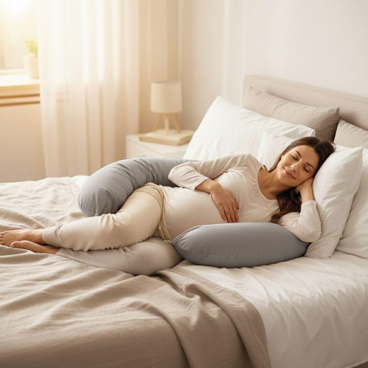Monsieur Bébé - Housse pour Coussin de Grossesse, maternité et d'allaitement - 100% Coton - 170 cm - Plusieurs Coloris