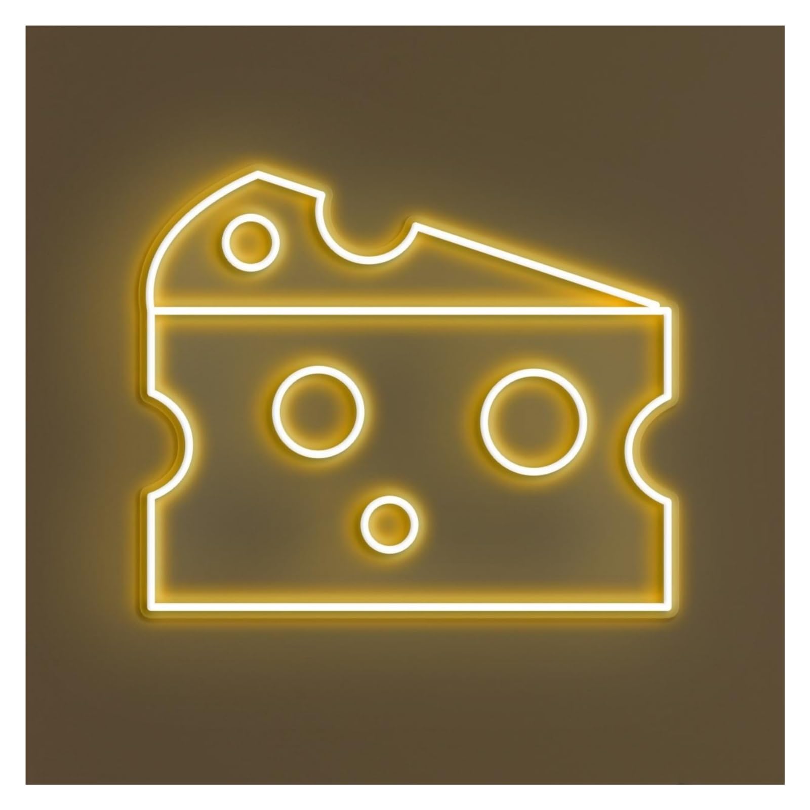 Hanging Art Neon Signs Cheese Slice Neon Sign, Suitable For Pizza Shop Decor With Brightness Adjustable 38cm(Yellow)