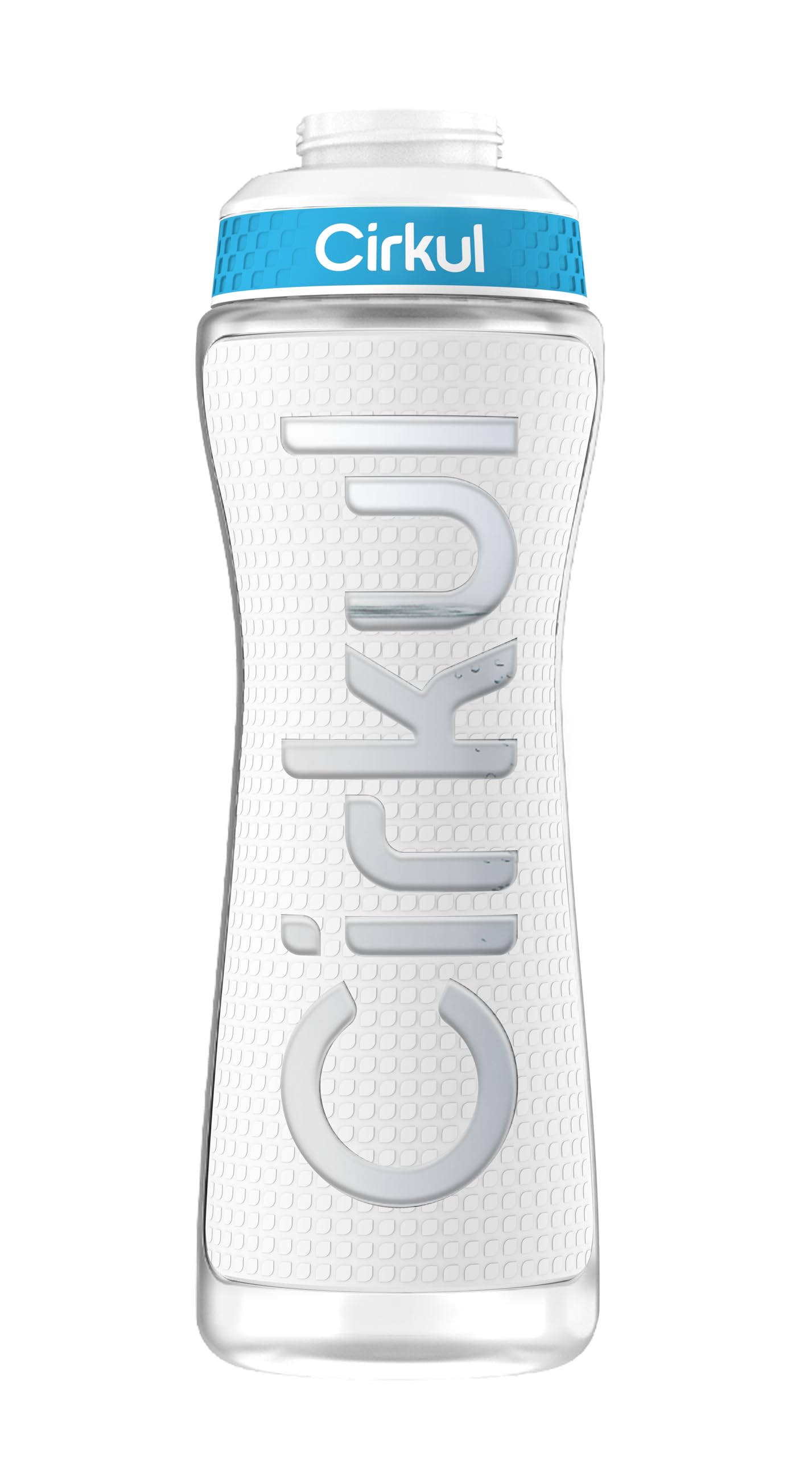 Cirkul22oz. White Plastic Grip Squeeze Water Bottle & Sport Lid, BPA-Free, Non-Slip Design for Gym, Biking & Sports